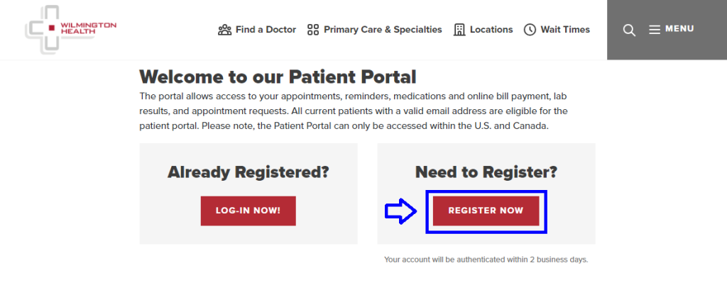 Register Wilmington Health Patient Portal